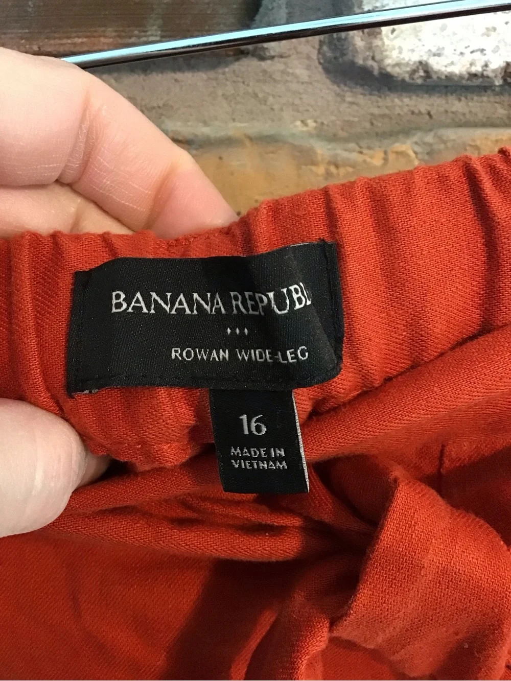 Banana Republic Burnt Orange Linen ROWEN Wide-Leg Tie-Waist Cropped Pants 16